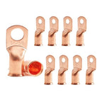 3/0 AWG 3/8" Stud (10 pcs.), Heavy Duty Battery Ring Terminal, 000 Gauge Wire Connectors, 3/0 Gauge Copper Ring Terminals, Wire Lugs, Bare Copper Eyelets, Tubular Ring Terminal Connectors