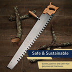 Hand Saw for Wood Cutting - 3’ One Man Crosscut Saw for Logging with Screw-on Auxiliary Handle, Great American Style Teeth, and Self-Clearing Gullets by Kings County Tools