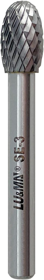 SE-3 Tungsten Carbide Burr Rotary File, Double Cut Oval Burs, 1pc by LU&MN