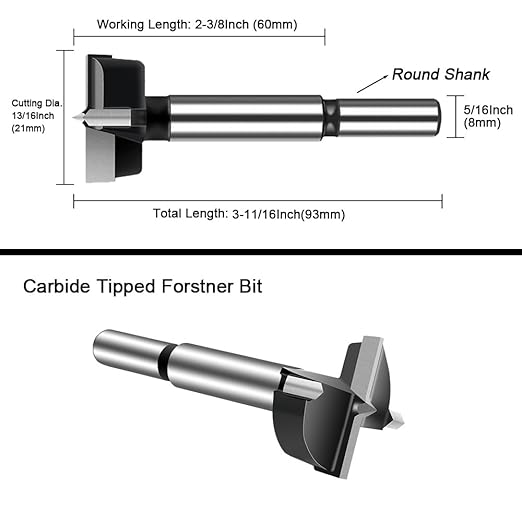 ASNOMY 13/16" Inch Carbide Forstner Drill Bit, Carbide Tipped Forstner Bit for Hard Wood, Wood Drilling Hole Saw Set Woodworking Hinge Cutter Tool Kits for Wood Plastic Plywood