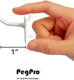 PegPro® 1" Hooks Kit for Standard “Wood Fiber” pegboard – Durable Plastic Pegboard Hooks - for Garage, Kitchen, Craft Room, and More (1" Hook - 24 Pack, White)