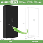 Big Metal Garage Storage Cabinet with Locking Doors, Lockable Heavy Duty Metal Tool Cabinet with Pegboard, Metal Utility Cabinet for Home, Office, Garage and Workshop, Black