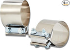 Butt Joint Band Clamps,Exhaust Muffler Clamp Exhaust Pipe Clamps Sleeve Stainless Steel (4, 3.5'')