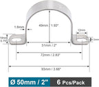 OD 2" Conduit Clamp 304 SS Pipe Support U Bracket, Tube Clamp for Cable/Water Pipe/Pipe, Heavy Duty Pipe Clamps | OD 2" | 6 pcs