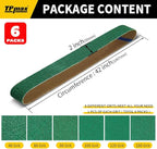 6 Pack 2 x 42 Inch Zirconia Ceramic Sanding Belts Kit – 40, 60, 80, 100, 120, 180 Grits Premium Metal Grinding Belts for Knife Sharpening, Stock Removal, and Bevel Work