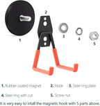 Magnetic Garage Hook, Heavy Duty Garage Storage Magnetic Hooks Steel Tool Hangers for Garage Wall Utility Magnet Hooks and Hangers Indoor & Outdoor Hanging Garden Tools (2 Pack)