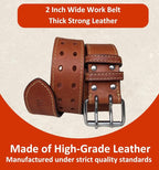 2 Inch Wide Leather Tool Belt for Men Work | Adjustable Oil tanned Belt | Carpenters, Electricians, Contractors