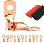 10PCS Battery Cable Ends, 6 Gauge Wire Connectors 1/4 Copper Wire Lugs, Bare Copper Eyelets with Heat Shrink Tubing by HOUSUN