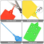 100 Plastic Labels Waterproof Shipping Tags for Labeling with Markers; 5 Colors