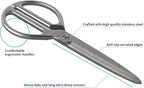 All Purpose Heavy Duty Stainless Steel Kitchen Scissors - Ultra Sharp Dishwasher Safe Serrated Cutlery Utility Shears for Poultry, Meat, Fish, Chicken, and Vegetables