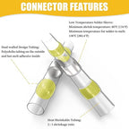 200PCS Solder Seal Wire Connectors Yellow, 12-10 AWG Self Soldering Heat Shrink Wire Connectors Marine Grade Waterproof Insulated Electrical Butt Splice Wire Terminals for Automotive Boat Truck