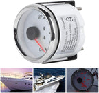 Boat Trim Gauge, 52mm/2in Stainless Steel UP-DN Boat Trim Gauge 0-190ohm Trim Tilt Indicator Red Backlight (White Dial Silver Frame)