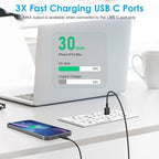Recessed Power Strip with PD 30W Fast Charging, Conference Desk Flush Mount Outlets Plug in 6 Outlets & 8 USB Ports,3FT Cord Furniture Drawer Outlet White