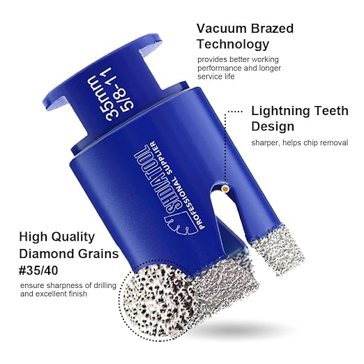 SHDIATOOL Diamond Drill Core Bits,Tile Drilling Core Hole Saw Cutter Beveling Chamfer for Porcelain Marble Ceramic Granite with Hexagon Shank Adapter 10pcs(6/6/8/20/25/35/50/20MM/2INCH/HEX)