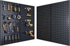 Pegboard, Metal Peg Board, Pegboards Wall Organizer with 57 Pcs Hooks, Sturdy Peg Board for Garage Tool Organization, Home & Office Wall Decoration (Black, 3 Pack)