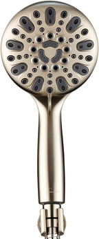 Handheld Shower Head, 6 Spray Setting High Pressure Shower Head with Brass Swivel Ball Bracket and Extra Long Stainless Steel Hose, Brushed Nickel, 5"