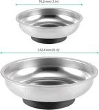 FUNSUEI 12 Packs 6 Inch and 3 Inch Magnetic Tray Set, Stainless Steel Magnetic Bowl, Round Magnetic Parts Tray for Pins, Screws, Bolts, Nuts, Small Parts