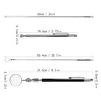 Telescoping Inspection Mirror with Pen Buckle, Tail with Needle, Magnetic，26 Inch Long Handle, Round Extendable Mirror on a Stick for Technicians Mechanics Contractors Checking Observation