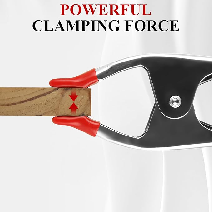 12 Pack 6 Inch Spring Clamps Heavy Duty, 2 Inch Jaw Opening, Metal Spring Clamps for woodworking/Backdrop/Greenhouse, Spring Clips with Protective Handles and Tips