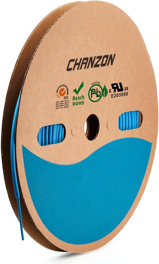 Chanzon 2:1 Ratio - 80Ft Roll - 1/16" (1.5mm) Heat Shrink Tubing 2:1(25M Total Length) Blue Polyolefin Sleeving Wrap Shrinking 2 to 1 1pcs
