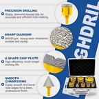 HIGHDRIL Diamond Drill Bits Kit with Triangle Shank for Porcelain Tile Ceramic Marble Brick Concrete Vacuum Brazed Hole Saw(6/8/10/20/25/28/35/45/50/65mm+35mm Hex Shank Chamfer Beveling Bit