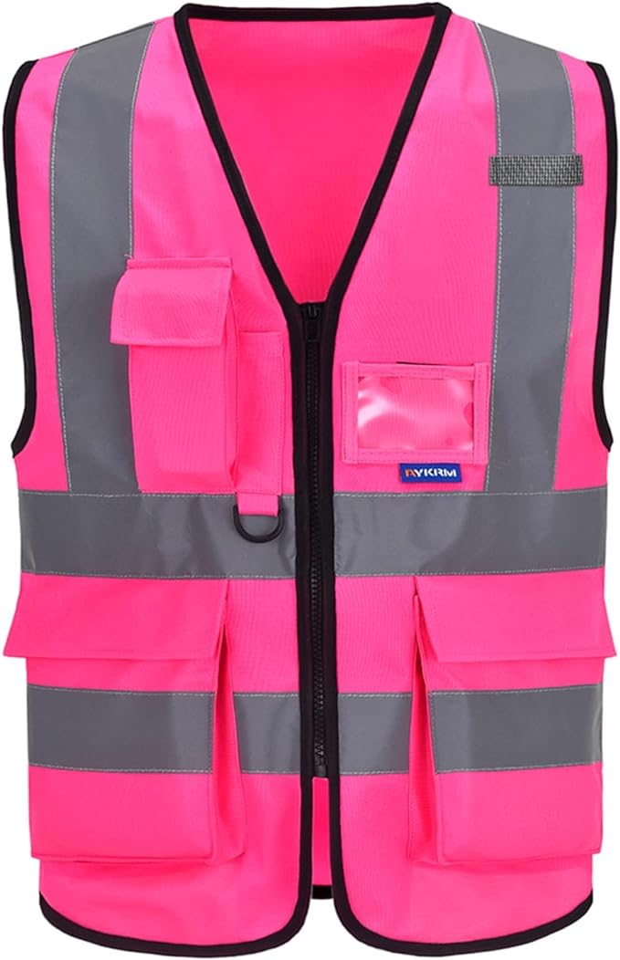 A-SAFETY Pink High Visibility Safety Vest with Reflective Strips, Multiple Colors Available,X-Large