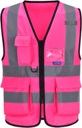 A-SAFETY Pink High Visibility Safety Vest with Reflective Strips, Multiple Colors Available,X-Large