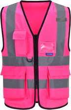 A-SAFETY Pink High Visibility Safety Vest with Reflective Strips, Multiple Colors Available,X-Large