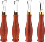 UOOU 4 PCS Leather Edge Creaser,1.0/1.5/2.0/2.5mm Professional Leather Tool,Edge Creaser Stainless Steel Red Wood Handle Tool for Beginners DIY Leather Craft