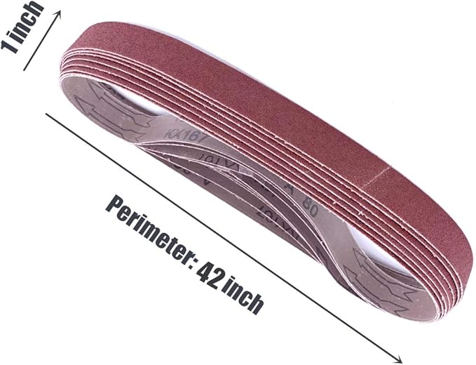 1-Inch x 42-Inch Sanding Belt, 80 Grit Aluminum Oxide Sanding Belts, Belt Sander Belt Sandpaper 80 Grit, 24 Pack (1x42 Inch, 80 Grit)