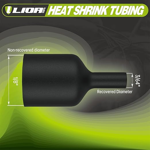 Heat Shrink Tubing 50 Feet Roll, 3:1 Ratio Adhesive Lined Marine Grade Shrink Wrap Tubing,Industrial Heat Shrink Tube Electrical (1, Black, 50ft-Dia-1/8")