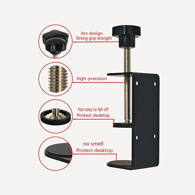 3 inch C-Clamp with Four Small Holes in the back, 2-Pack Adjustable Desk C Clamps for Range 0.35"~3.37", Versatile Clamp for Brake, Parts Assembly, Fastening, Welding, Woodwork, Metal Work
