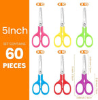 60Pack 5" Small School Student Blunt Craft Kids Scissors, Sharp Stainless Steel Blades Safety Comfort Grip Scissors for Kids Children Cutting Paper, 5Inch