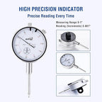 KATSU Tools Dial Indicator with Magnetic Base and 22 Pieces Indicator Points Set, 0-1.0" Tester Gauge, 0.001" Precision, Fine Adjustment, Measuring Toolkit in Storage Case 401111