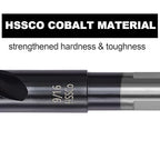 9/16 Cobalt Drill Bit for Metal and Hardened Steel, 1/2 Inch Reduced Shank M35 HSS Twist Jobber Drill Bits, with Index Storage Case