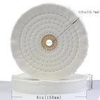 Luo ke 2 Pcs 6'' Cotton Buffing Wheel - 70 Ply Spiral Sewn Muslin Cotton Buffing Polishing Wheel with 1/2'' Arbor Hole for Bench Grinder Table Grinder (White)