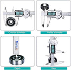 Kynup Digital Caliper, 8 Inch Caliper Measuring Tool with Stainless Steel, IP54 Splash Proof Protection Design, Easy Switch from Inch Metric Fraction, Large LCD Screen (200mm)