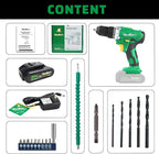 NEWBEAT Power Drill Set - 21V MAX Power Drill Driver, Electric Cordless Drill with Battery and Charger, 3/8" Keyless Chuck, 2 Variable Speed, 25+1 Torque Setting Power Tools for Home and DIY Project