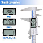 Digital Caliper Measuring Tool, IP54 Waterproof Electronic Digital Micrometer Caliper, Stainlee Steel Vernier Caliper with Large LCD Screen, Inch Metric Conversion, 6 Inch for Household/DIY