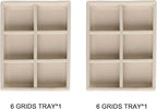 Frebeauty Small Jewelry Tray Set,Stackable Velvet Jewelry Organizer Tray,Mini Jewelry Drawer Organizer,Drawer Inserts,4.92 x 3.74 x 0.9 Inches,6 Grid Earring Organizer for Women(Set 2,Beige)