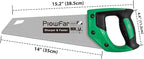 14 inch Hand Saw 11TPI Pro Fine Cut for Wood, Plastic Pipes, Drywall, Trees Trimming & Pruning, Sharp for Woodworking, Green