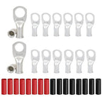 8Pcs 8 AWG 3/8" Stud and 8Pcs 8 AWG 5/16" Stud Heavy Duty Tinned Copper Wire Lugs with 16Pcs Heat Shrink Tubing Ring Terminals 8 Gauge Battery Cable Ends Bare Copper Eyelets