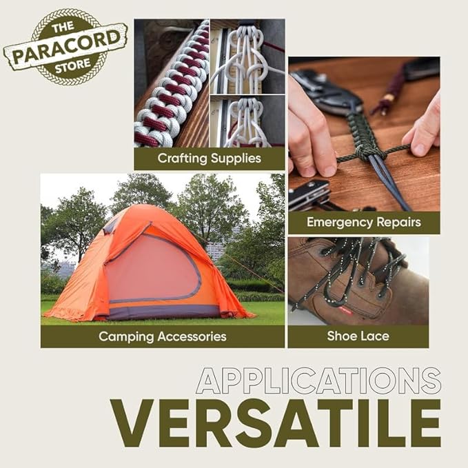 The Paracord Store | Type III 550 Paracord - 50 FT Hank, Neon Green | Heavy Duty 7 Strand Tactical Paracord - USA Made Nylon Outdoor Parachute Cord for Camping, Fishing & More - Survival Cord