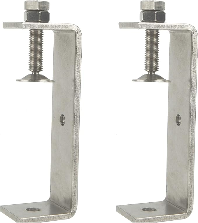 Heavy Duty C Clamps 4.6In for Mounting, Metal Stainless Steel U Clamp for Metal Working Small Desk Clamp with Stable Wide Jaw Opening & Protective Pads/I-Beam Design (2pcs)