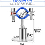 2 Pack Stainless Steel Wall Mount Pipe Support Adjustable - Height Pipe Bracket Pipe Clamp Support Metal Water Pipe Holder Bracket for 3/4 inch Diameter (25-27mm) with Screws