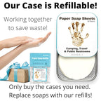 BORSALI Paper Soap Sheets - for Travel - Portable Dissolvable Dry Soap sheets; For Camping, Travel, Public Restrooms; 1 Case with 50 Pieces To Go;