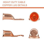 10pcs 2/0 AWG-1/4”(M6) Ring Terminals 00 Gauge Copper Wire Lugs Battery Cable Ends Heavy Duty Battery Cable Terminal Connectors