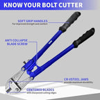 18-inch Bolt Cutter Heavy Duty - Chrome Molybdenum Steel Blade and Soft Rubber Grip,Cutting Tool for Padlocks, Chains, Wires, Screws, Fence,and Rivets