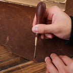 DIUDUS Leather Wooden Handle Scratch Awl, Wooden Handle Scratch Awl Tool, Leather Sewing Awl for Leather Punch Hole or DIY Handmade