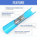 560 PCS Heat Shrink Wire Connectors Qibaok Electrical Connectors Kit Copper Waterproof Marine Automotive Crimp Connector 16-14 22-16 12-10 Gauge Insulated Ring Fork Hook Spade Butt Splices